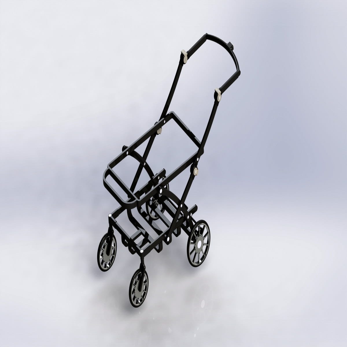 Foldable 4-baby trolley