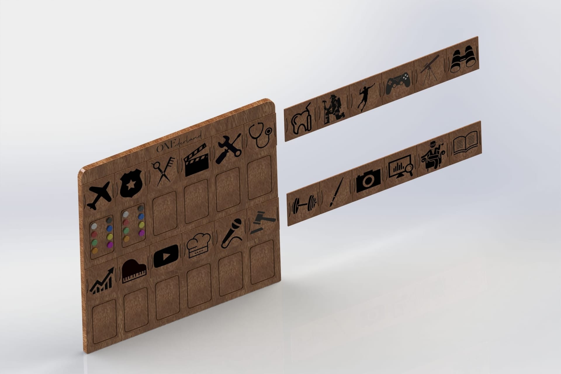 Career wooden game, CAD render